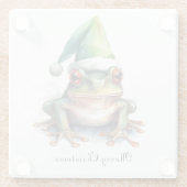 Frolic Christmas Frog, op maat Glazen Onderzetter (Achterkant)