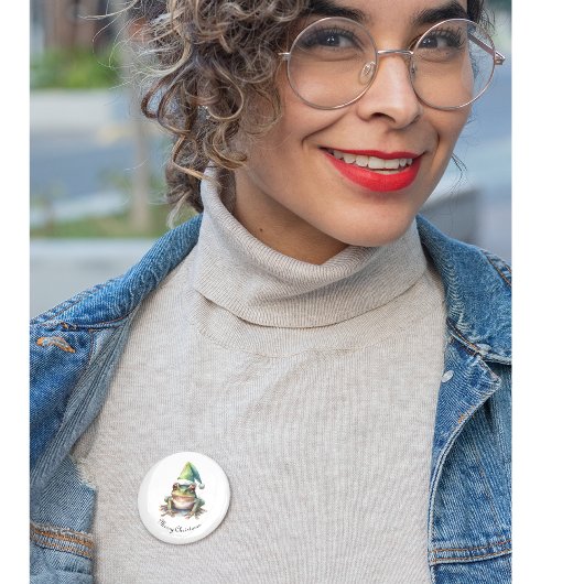 Frolic Christmas Frog, op maat Ronde Button 3,2 Cm