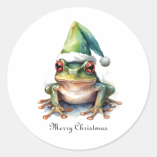 Frolic Christmas Frog, op maat Ronde Sticker (Voorkant)