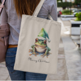 Frolic Christmas Frog, op maat Tote Bag