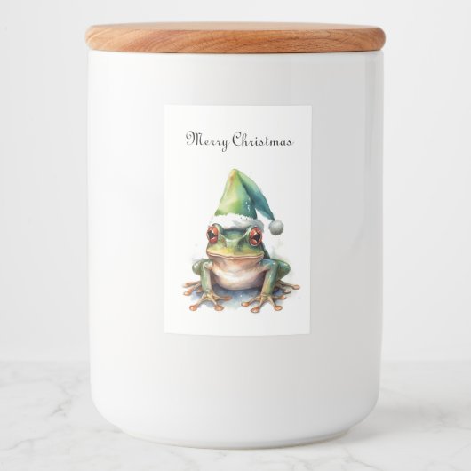 Frolic Christmas Frog, op maat Voedselcontainer Etiket (Voorkant)