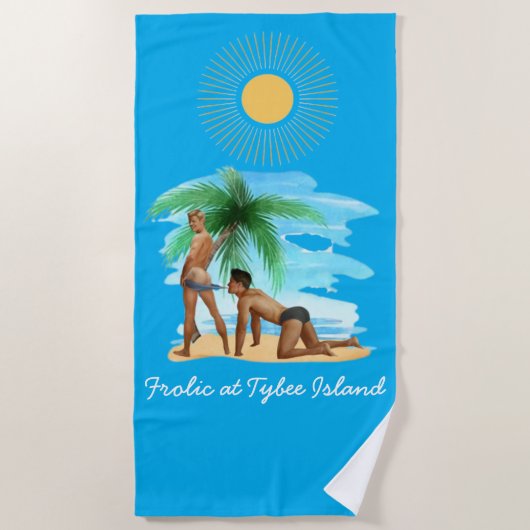 Frolic in Tybee Island Gay Beach Towel Strandlaken (Voorkant)