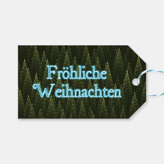 Froliche Weihnachten - Conifers Cadeaulabel (Voorkant (Horizontaal))