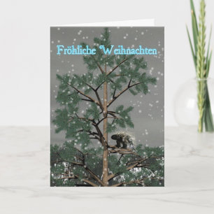 Froliche Weihnachten - Porcupine in een pijnboom Feestdagen Kaart