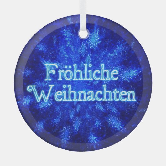 Froliche Weihnachten - Snowburst Glas Ornament (Voorkant)