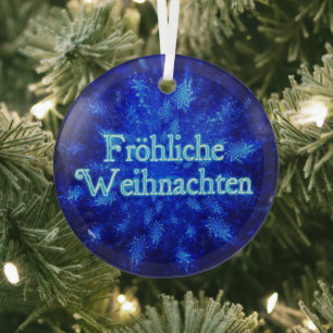 Froliche Weihnachten - Snowburst Glas Ornament
