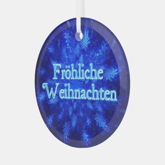 Froliche Weihnachten - Snowburst Glas Ornament (Voorkant links)