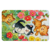 Frolicking Country Cats in de bloementuin Magneet (Horizontaal)