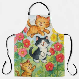 Frolicking Country Cats in de bloementuin Schort