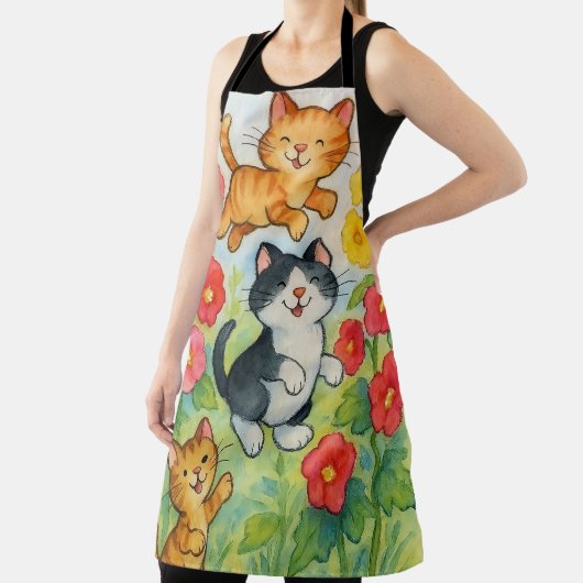 Frolicking Country Cats in de bloementuin Schort (Insitu)