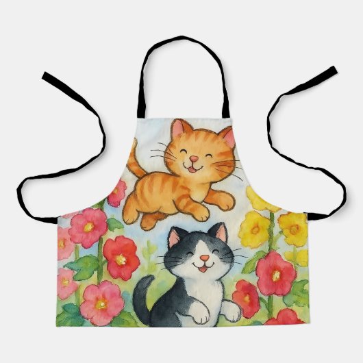 Frolicking Country Cats in de bloementuin Schort (Voorkant)