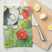 Frolicking Country Cats in de bloementuin Theedoek (Quarter Fold)