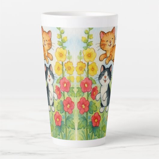 Frolicking Country Cats in de tuin Latte Mok (Voorkant)