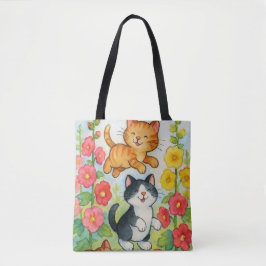 Frolicking Country Cats in de tuin Tote Bag