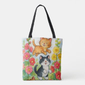 Frolicking Country Cats in de tuin Tote Bag (Achterkant)