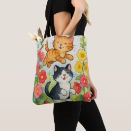 Frolicking Country Cats in de tuin Tote Bag