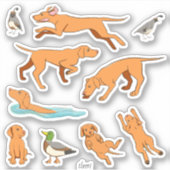 Frolicking Vizslas gestileerde tekeningen Sticker (Voorkant)