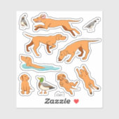 Frolicking Vizslas gestileerde tekeningen Sticker (Vel)