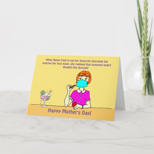 Frolijk Vrouwen Gezichtsmasker Chocolade Moederdag Kaart (Voorkant)