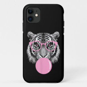 Frolijke Dames Tijger Bril & Roze Kauwgom Anim Case-Mate iPhone Case