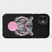 Frolijke Dames Tijger Bril & Roze Kauwgom Anim Case-Mate iPhone Case (Achterkant (horizontaal))