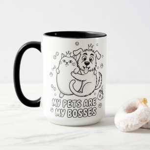 Frolijke kat- en hond mok cadeau voor huisdier lie