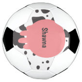 Frolijke koe roze patroon monogram naam voetbal (Gedraaid)