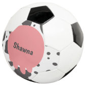 Frolijke koe roze patroon monogram naam voetbal (Drie kwart)