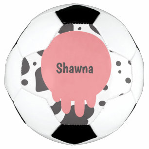 Frolijke koe roze patroon monogram naam voetbal