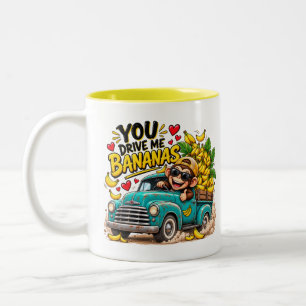 Frolijke koffiemok voor thuis in de keuken tweekleurige koffiemok