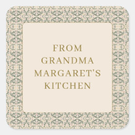 From Grandmas Kitchen Personalized Name Botanical Vierkante Sticker