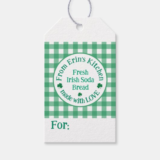 From NAME Kitchen Made with Love Irish Green Check Cadeaulabel (Voorkant)