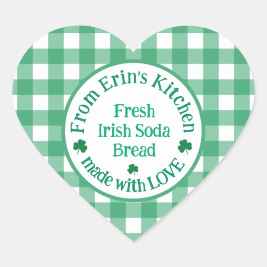From NAME Kitchen with Love Irish Green Check  Hart Sticker (Voorkant)