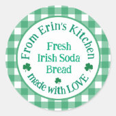 From NAME Kitchen with Love Irish Green Check  Ronde Sticker (Voorkant)