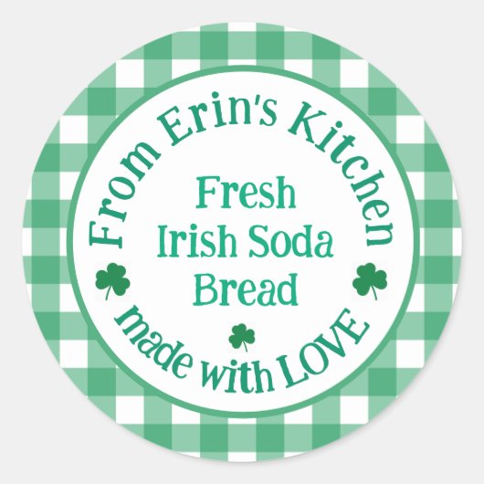 From NAME Kitchen with Love Irish Green Check Ronde Sticker (Voorkant)