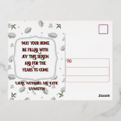 From our family to yours Red Folie Feestdagen Briefkaart (Achterkant)