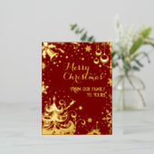 From our family to yours Red Folie Feestdagen Briefkaart (Staand Voorkant)