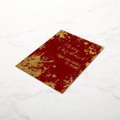 From our family to yours Red Folie Feestdagen Briefkaart (Gedraaid)