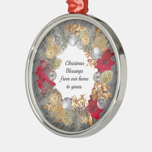 FROM OUR HOME TO YOURS | Gray | Christmas Wreath Metalen Ornament (Links)