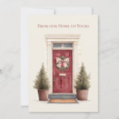 From Our Home to Yours Red Holiday Christmas Feestdagenkaart (Voorkant)
