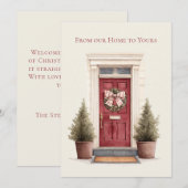 From Our Home to Yours Red Holiday Christmas Feestdagenkaart (Voorkant / Achterkant)