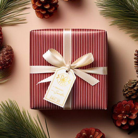 From Santa Candy Cane Foil Gift Tag