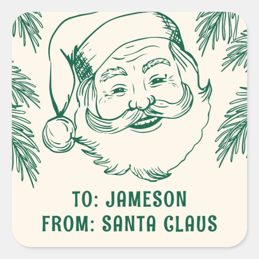 From Santa Claus Doodle Christmas Vierkante Sticker (Voorkant)