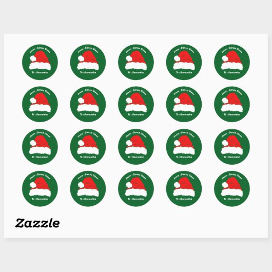 From Santa Claus Green Christmas Gift Ronde Sticker (Vel)