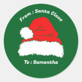 From Santa Claus Green Christmas Gift Ronde Sticker (Voorkant)