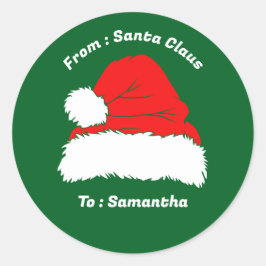 From Santa Claus Green Christmas Gift Ronde Sticker