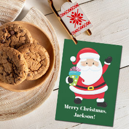 From Santa Green Personalized Kids Christmas Kaart