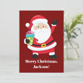 From Santa Red Personalized Kids Christmas Kaart (Staand voorkant)
