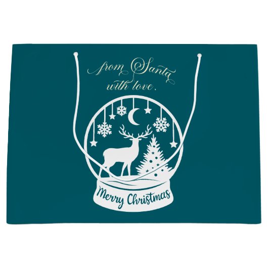 From Santa With Love Snow Globe Deer Groot Cadeauzakje (Voorkant)
