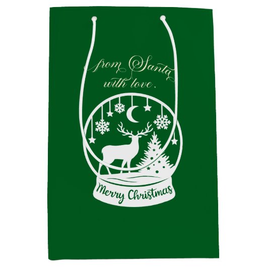 From Santa With Love Snow Globe Deer Medium Cadeauzakje (Voorkant)